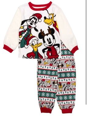 Disney Red, White & Green Holiday Character Pajama Set